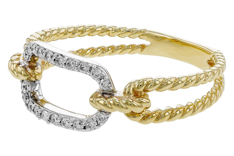 14K Yellow Gold Diamond Link Statement Ring - D6001-Allison Kaufman Company-Renee Taylor Gallery
