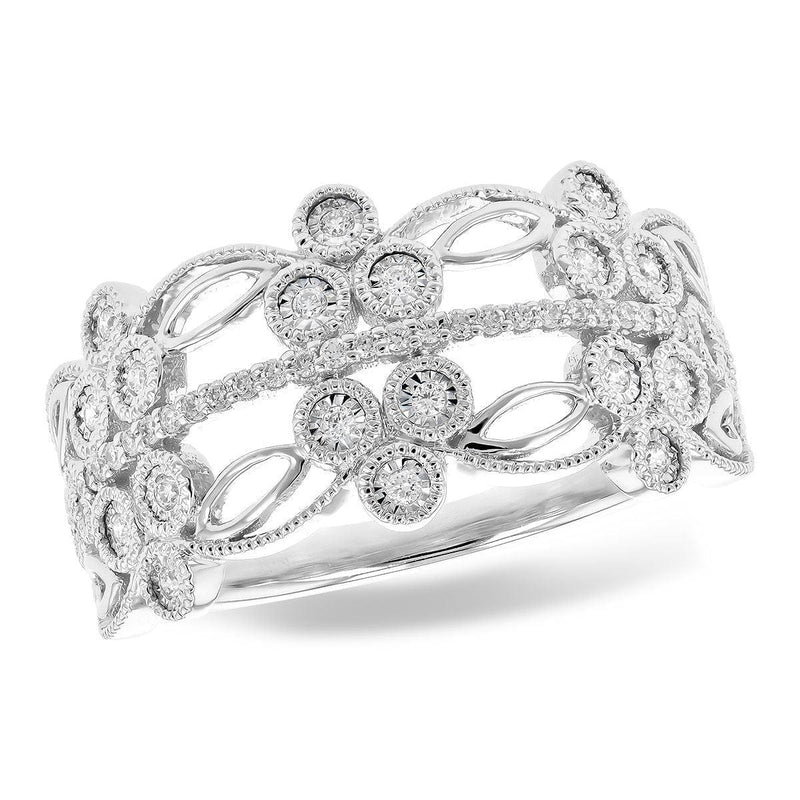 Floral Filigree Pavé Diamond Ring - W2452-Allison Kaufman Company-Renee Taylor Gallery