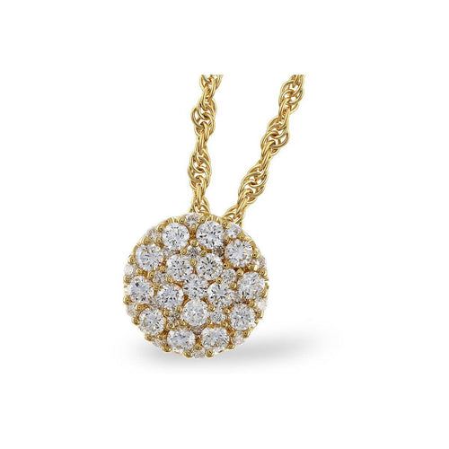 14K Yellow Gold Diamond Cluster Pendant Necklace - NR65-25-Allison Kaufman Company-Renee Taylor Gallery