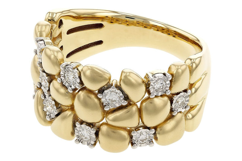 14K Yellow Gold Sculpted Petal Diamond Wedding Band - W2608-Allison Kaufman Company-Renee Taylor Gallery