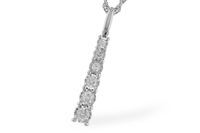 14K White Gold Diamond Graduated Pendant Necklace - N8513-Allison Kaufman Company-Renee Taylor Gallery