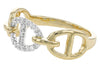 14K Yellow Gold Diamond Link Ring - D5985-Allison Kaufman Company-Renee Taylor Gallery