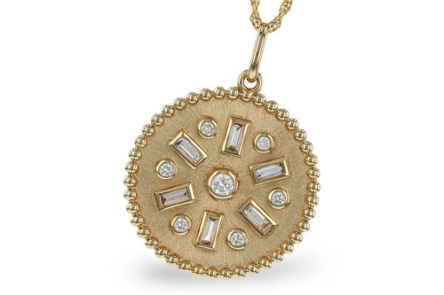 14K Yellow Gold Diamond Medallion Necklace - N8638-Allison Kaufman Company-Renee Taylor Gallery