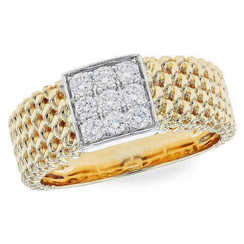 14K Gold Textured Pavé Diamond Statement Ring - D5912-Allison Kaufman Company-Renee Taylor Gallery