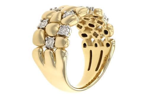 14K Yellow Gold Sculpted Petal Diamond Wedding Band - W2608-Allison Kaufman Company-Renee Taylor Gallery