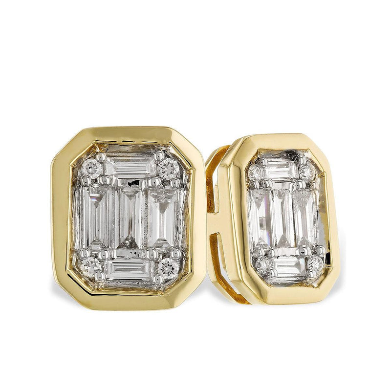 14K Yellow Gold Baguette and Round Diamond Earrings - E2198-Allison Kaufman Company-Renee Taylor Gallery