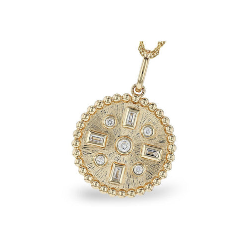 14K Yellow Gold Diamond Medallion Pendant - N8388-Allison Kaufman Company-Renee Taylor Gallery