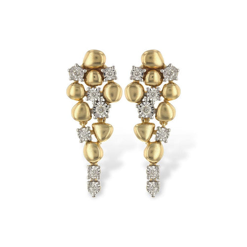 14K Yellow Gold Diamond Pebble Drop Earrings - E2228-Allison Kaufman Company-Renee Taylor Gallery