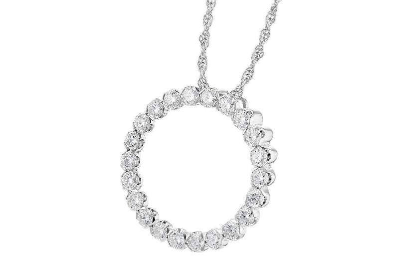 14K White Gold Diamond Circle Pendant Necklace - N8280-Allison Kaufman Company-Renee Taylor Gallery