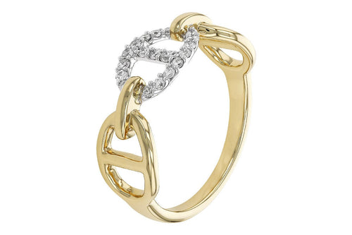 14K Yellow Gold Diamond Link Ring - D5985-Allison Kaufman Company-Renee Taylor Gallery