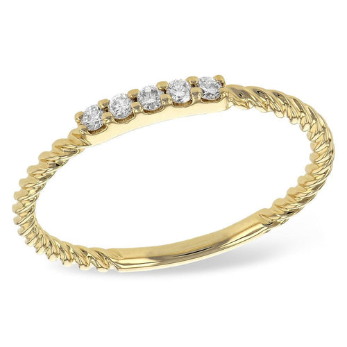 14K Yellow Gold Twisted Rope Diamond Bar Ring - D5694-Allison Kaufman Company-Renee Taylor Gallery