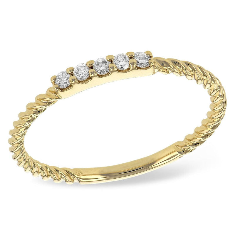 14K Yellow Gold Twisted Rope Diamond Bar Ring - D5694-Allison Kaufman Company-Renee Taylor Gallery