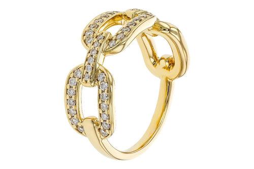 14K Yellow Gold Diamond Link Statement Ring - D6021-Allison Kaufman Company-Renee Taylor Gallery