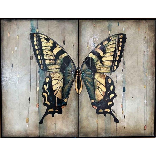 "Verde Swallowtails Diptych"-Beverley Wolter-Renee Taylor Gallery