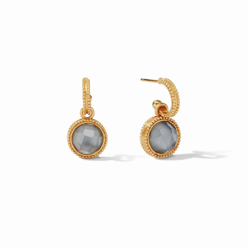 Fleur-de-Lis Hoop & Charm Reversible Earrings - Iridescent Clear Crystal-Julie Vos-Renee Taylor Gallery