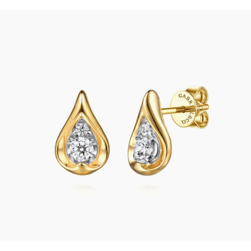 14K White & Yellow Gold Diamond Fiora Teardrop Stud Earrings - EG15525M45JJ-Gabriel & Co.-Renee Taylor Gallery