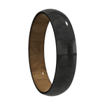 5mm Forged Carbon Fiber Dome Ring with Hickory Wood Sleeve & Polished Finish-Heavy Stone-Renee Taylor Gallery