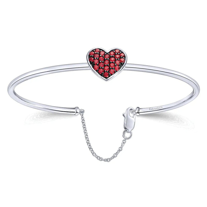 925 Sterling Silver Ruby Bangle - BG3431SVJRA-Gabriel & Co.-Renee Taylor Gallery