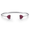 925 Sterling Silver Pave Ruby Heart Cuff Bangle - BG3956SVJRB-Gabriel & Co.-Renee Taylor Gallery