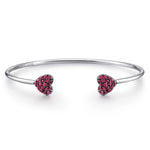 925 Sterling Silver Pave Ruby Heart Cuff Bangle - BG3956SVJRB-Gabriel & Co.-Renee Taylor Gallery