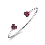 925 Sterling Silver Pave Ruby Heart Cuff Bangle - BG3956SVJRB-Gabriel & Co.-Renee Taylor Gallery