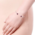 925 Sterling Silver Pave Ruby Heart Cuff Bangle - BG3956SVJRB-Gabriel & Co.-Renee Taylor Gallery