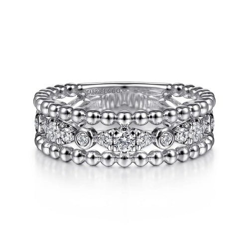 925 Sterling Silver White Sapphire Bujukan Easy Stackable Ladies Ring - LR51779SVJWS-Gabriel & Co.-Renee Taylor Gallery