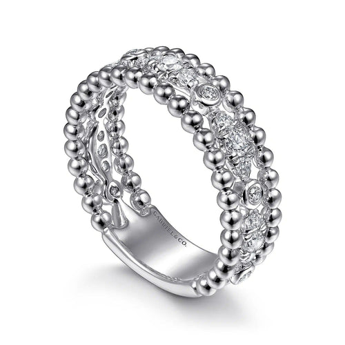 925 Sterling Silver White Sapphire Bujukan Easy Stackable Ladies Ring - LR51779SVJWS-Gabriel & Co.-Renee Taylor Gallery