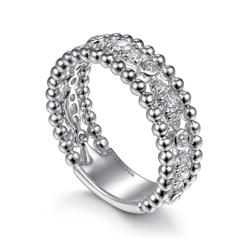 925 Sterling Silver White Sapphire Bujukan Easy Stackable Ladies Ring - LR51779SVJWS-Gabriel & Co.-Renee Taylor Gallery
