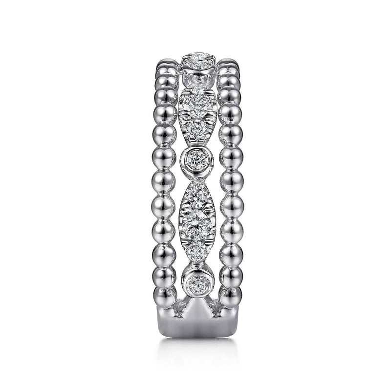 925 Sterling Silver White Sapphire Bujukan Easy Stackable Ladies Ring - LR51779SVJWS-Gabriel & Co.-Renee Taylor Gallery