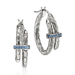 Spear Hoop, Sterling Silver, Blue Sapphire Earrings - EBS986744BSP-John Hardy-Renee Taylor Gallery