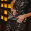 INVITATION CLUTCH - Black/Brushed Gold