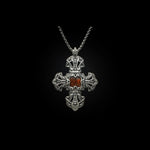 Men's Red Dinosaur Bone & Meteorite Necklace - P10 DB RB MET