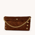 INVITATION CLUTCH - Chocolate Diamond Suede/Antique Gold-Hammitt-Renee Taylor Gallery