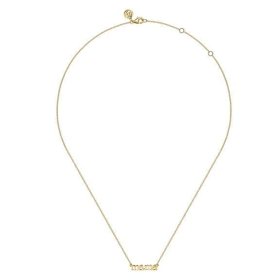 14K Yellow Gold MAMA Script Necklace - NK7109Y4JJJ-Gabriel & Co.-Renee Taylor Gallery