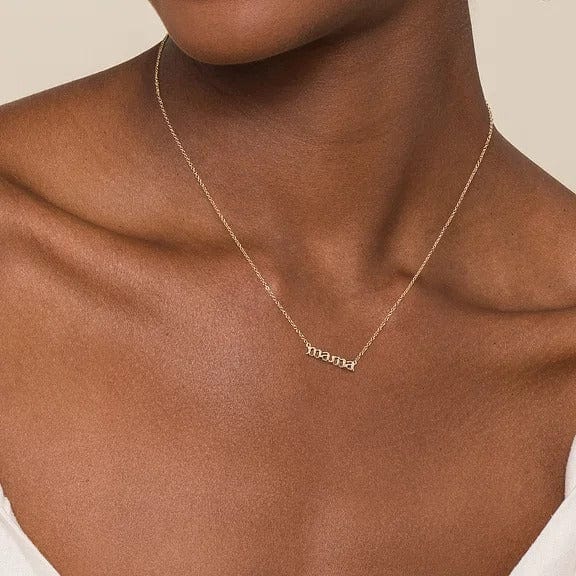 14K Yellow Gold MAMA Script Necklace - NK7109Y4JJJ-Gabriel & Co.-Renee Taylor Gallery