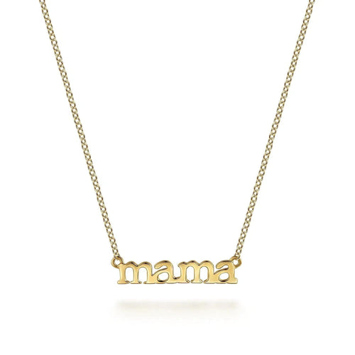 14K Yellow Gold MAMA Script Necklace - NK7109Y4JJJ-Gabriel & Co.-Renee Taylor Gallery