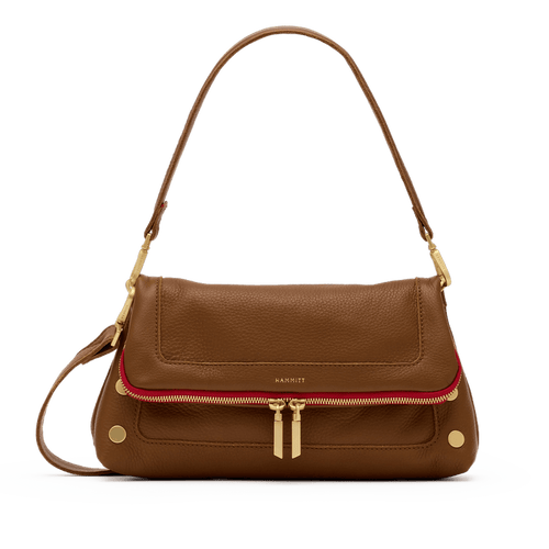 BEVERLY MED - Mahogany Pebble/Brushed Gold/Red Zip-Hammitt-Renee Taylor Gallery