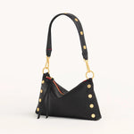 Riveted Shoulder Strap - Black Pebbled/Brushed Gold-Hammitt-Renee Taylor Gallery
