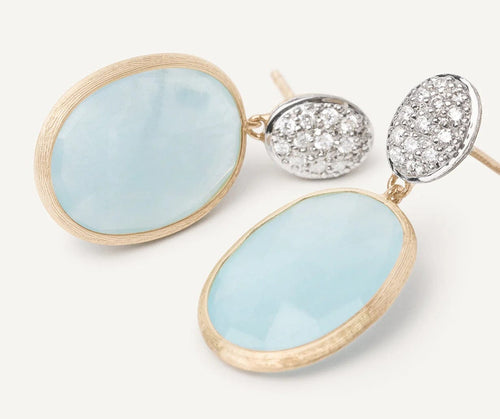 18K Yellow & White Gold Aquamarine Diamond Drop Earrings - OB1799-B AQ01 YW Q6-Marco Bicego-Renee Taylor Gallery