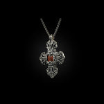 Men's Red Dinosaur Bone & Meteorite Necklace - P10 DB RB MET