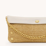 INVITATION CLUTCH - Calla Lily White Raffia/Brushed Gold Hammered-Hammitt-Renee Taylor Gallery