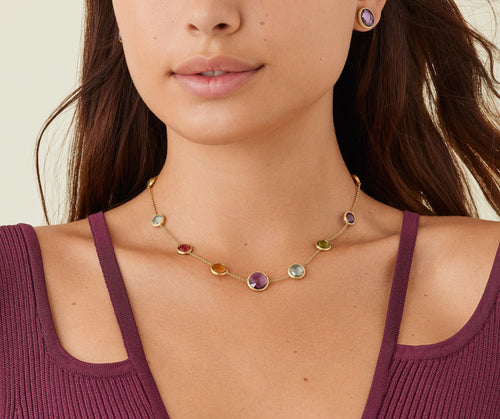 18K Jaipur Mixed Gemstone Necklace - CB2710 MIX01 Y 02