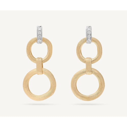 18K Gold & Diamond Jaipur Double Drop Earrings - OB1759 B YW Q6-Marco Bicego-Renee Taylor Gallery