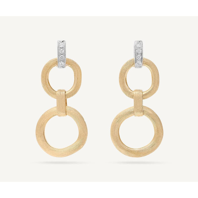 18K Gold & Diamond Jaipur Double Drop Earrings - OB1759 B YW Q6-Marco Bicego-Renee Taylor Gallery