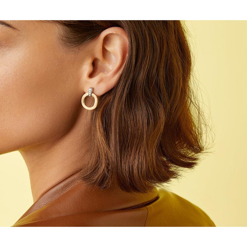 18K Gold & Diamond Jaipur Stud Drop Earrings - OB1758 B YW Q6-Marco Bicego-Renee Taylor Gallery