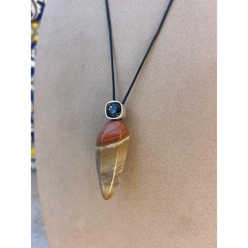 Jasper Pendant on Leather Chord-Carol Kahn-Renee Taylor Gallery