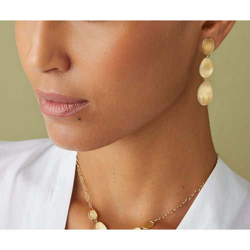 18K Lunaria Small Triple Drop Earrings - OB1349 Y 02-Marco Bicego-Renee Taylor Gallery