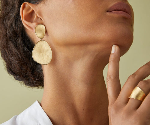 18K Lunaria Large Double Drop Earrings - OB1347 Y 02-Marco Bicego-Renee Taylor Gallery