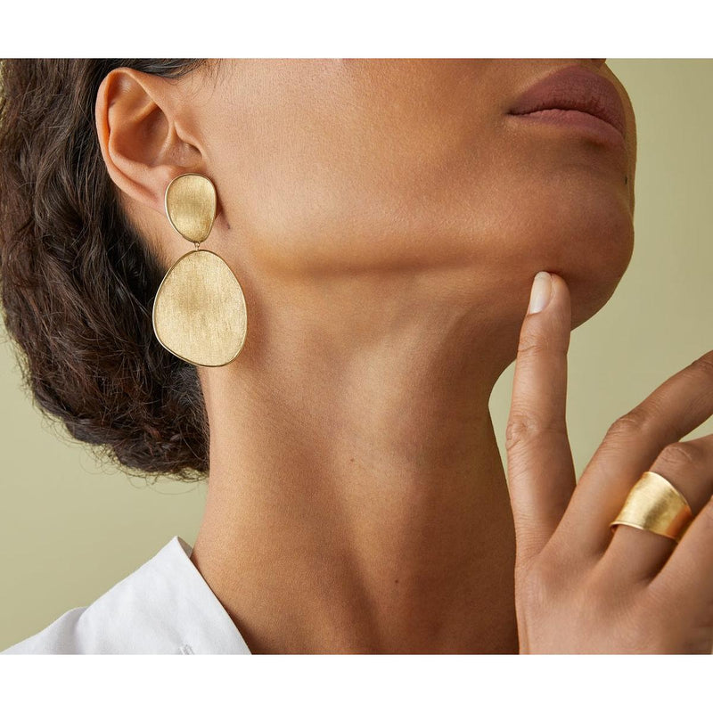 18K Lunaria Large Double Drop Earrings - OB1347 Y 02-Marco Bicego-Renee Taylor Gallery